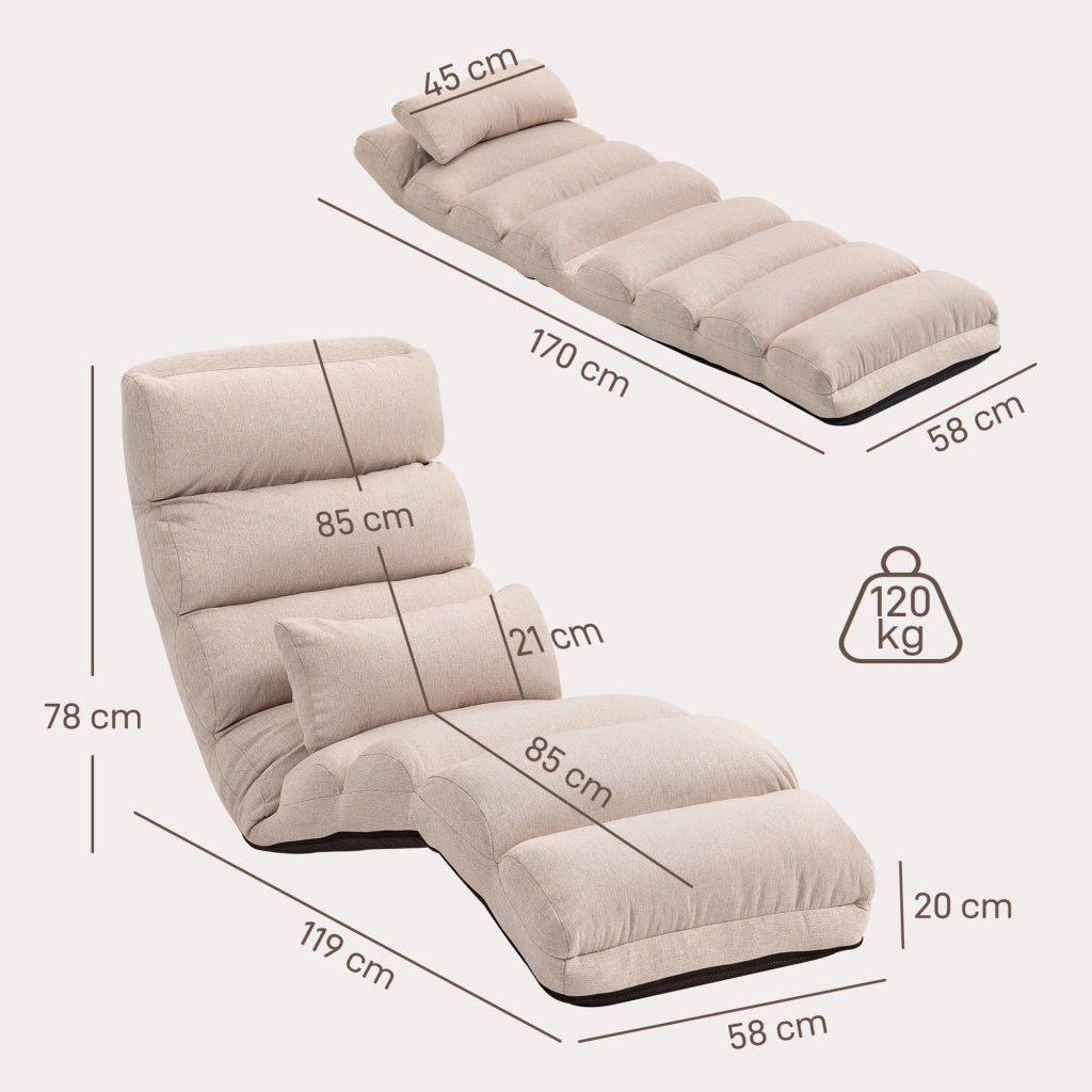 Poltrona reclinabile ¨C zephmum ¨C beige, 58x119x78 cm