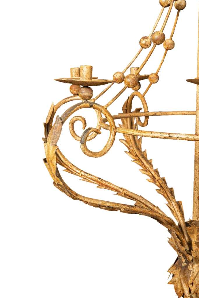Biscottini Lampadario in ferro battuto finitura crema anticata Lanterna soffitto realizzata