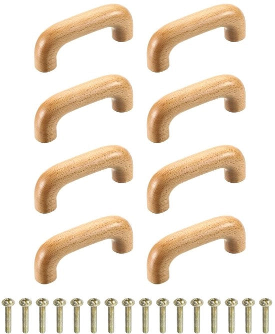 Maniglie in legno per cassetti e ante - 8 pezzi - 64 mm di distanza tra gli occhielli - legno