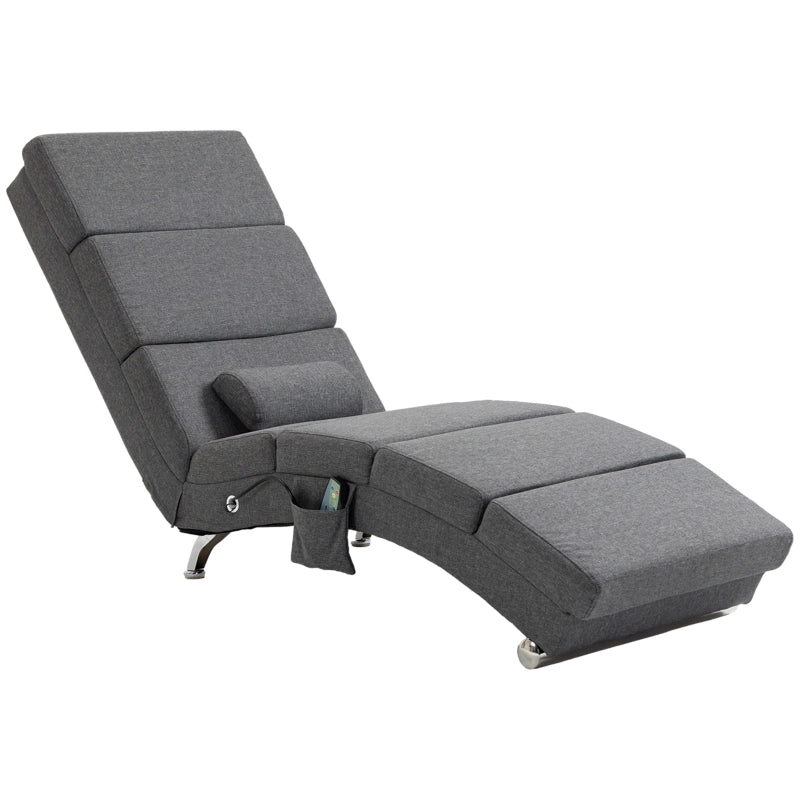 Poltrona relax con funzione massaggio, schienale alto, telecomando cablato, grigio scuro