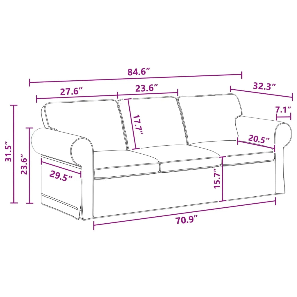 Divano Grigio scuro 215 x 82 x 80 cm Tessuto