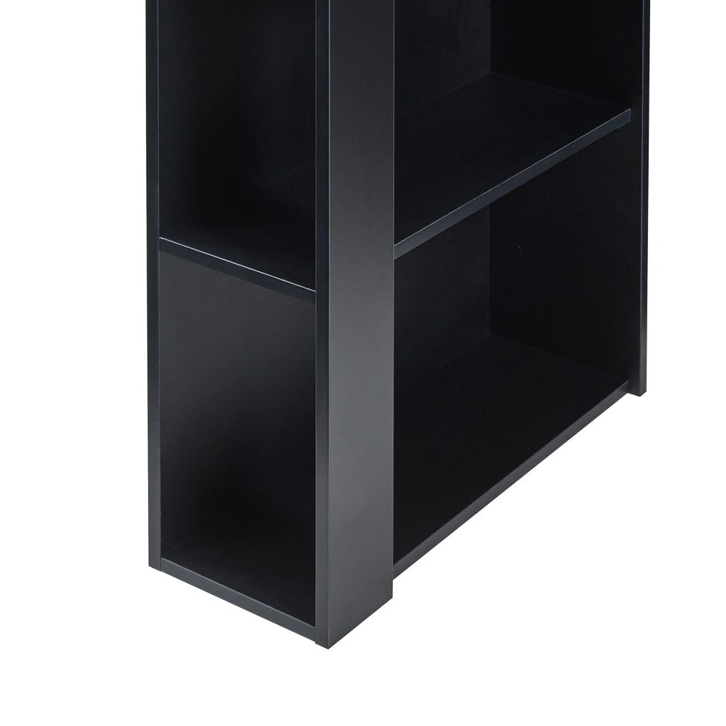 Tavolo Alto da Bar Danderyd Bancone a 3 Ripiani Laterali 120 x 60 x 106 cm - Nero e Effetto Rovere [en.casa]