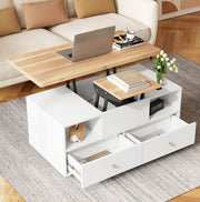 Tavolino da salotto sollevabile e pieghevole 100 x 50 x 47;5 cm in MDF colore legno naturale