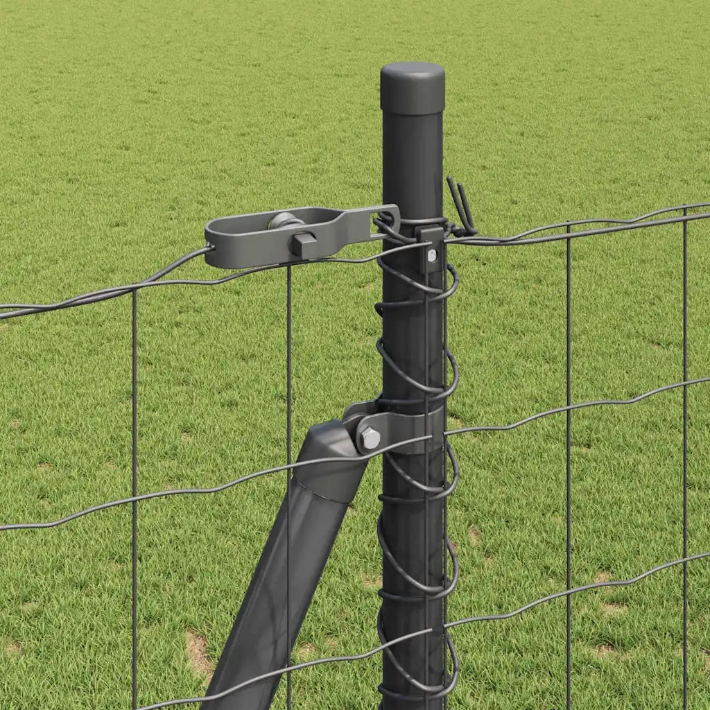 Recinzione da Giardino | Recinzione con Posto Grigio 1,4 x 10 m Acciaio e PVC