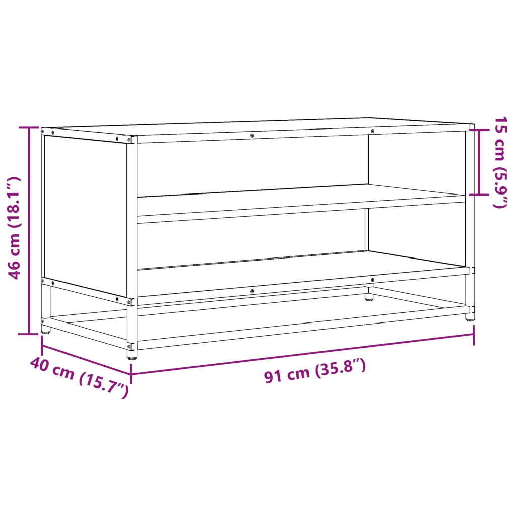 vidaXL Mobile TV Rovere Sonoma 91x40x46 cm Legno Multistrato e Metallo