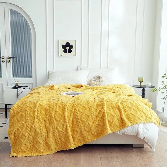 Piumino morbido XXL giallo - grande piumino - piumino per divano - piumino da 200 x 230 cm - piumino per divano - tenda per salotto - morbido per inverno - piumino leggero - accoglienza in casa Piumino per campeggio