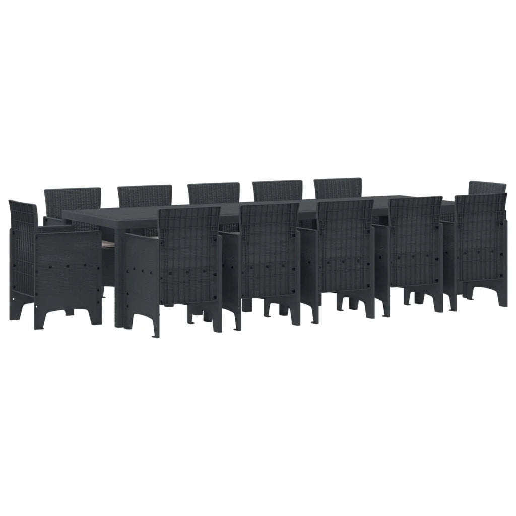 Set da Pranzo per Giardino 13 pcs Antracite Rattan sintetico