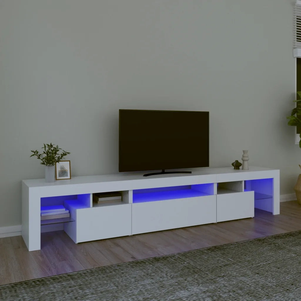 Mobile TV | Armadietto TV | Mobile Porta TV con Luci LED Bianco 215x36,5x40 cm