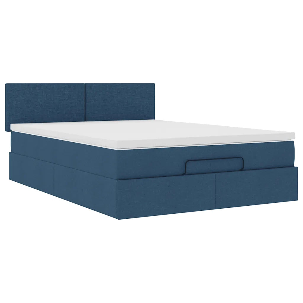 Pouf Letto con Materasso Blu 140x190 cm in Tessuto 3311379