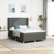 Letto a molle con strisce LED Grigio 140 x 190 cm Tessuto 3343624