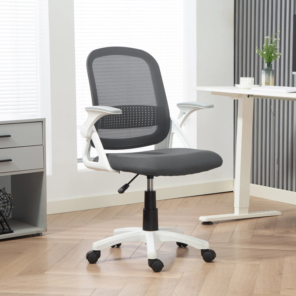 Sedia da ufficio ergonomica ¨C zephmum ¨C Grigio, Schienale in rete, Supporto lombare
