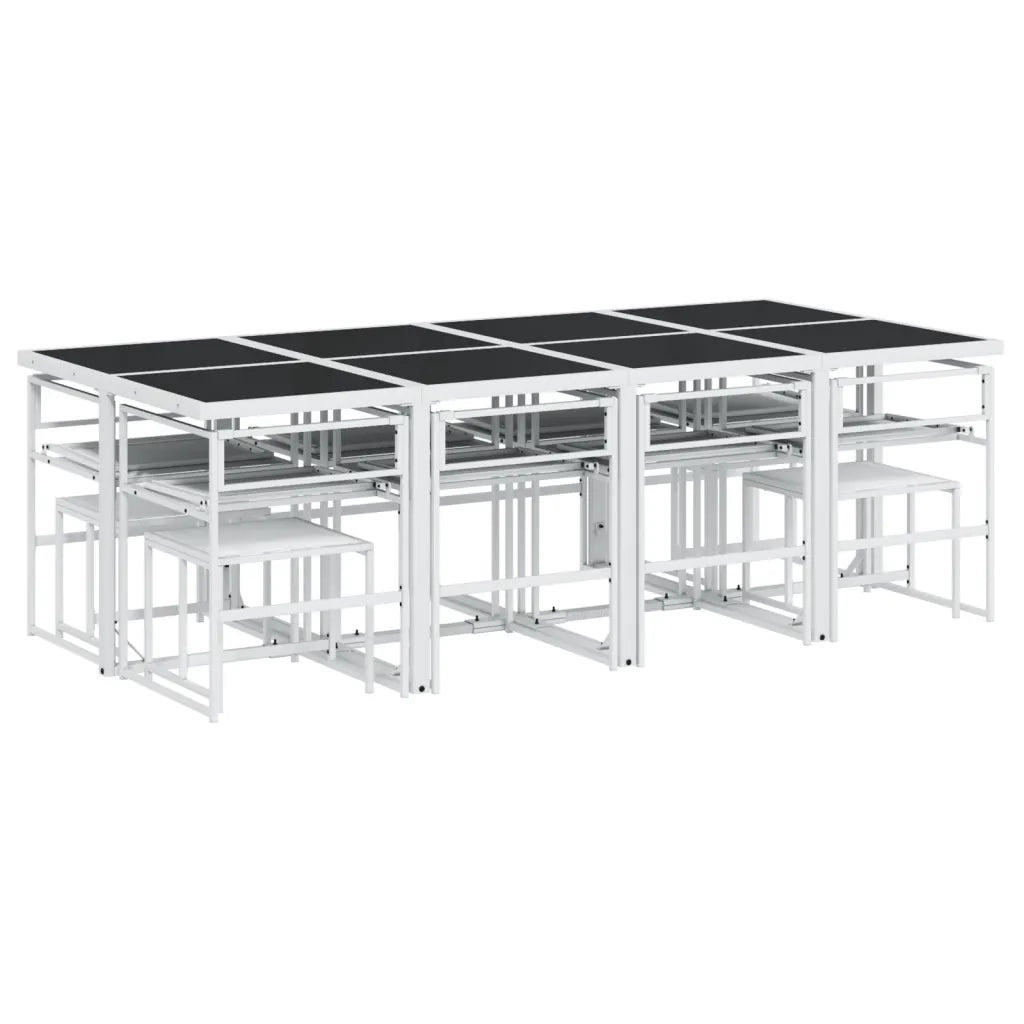 Set da Pranzo da Giardino 13 pz con Cuscini Bianco in Textilene 3295100