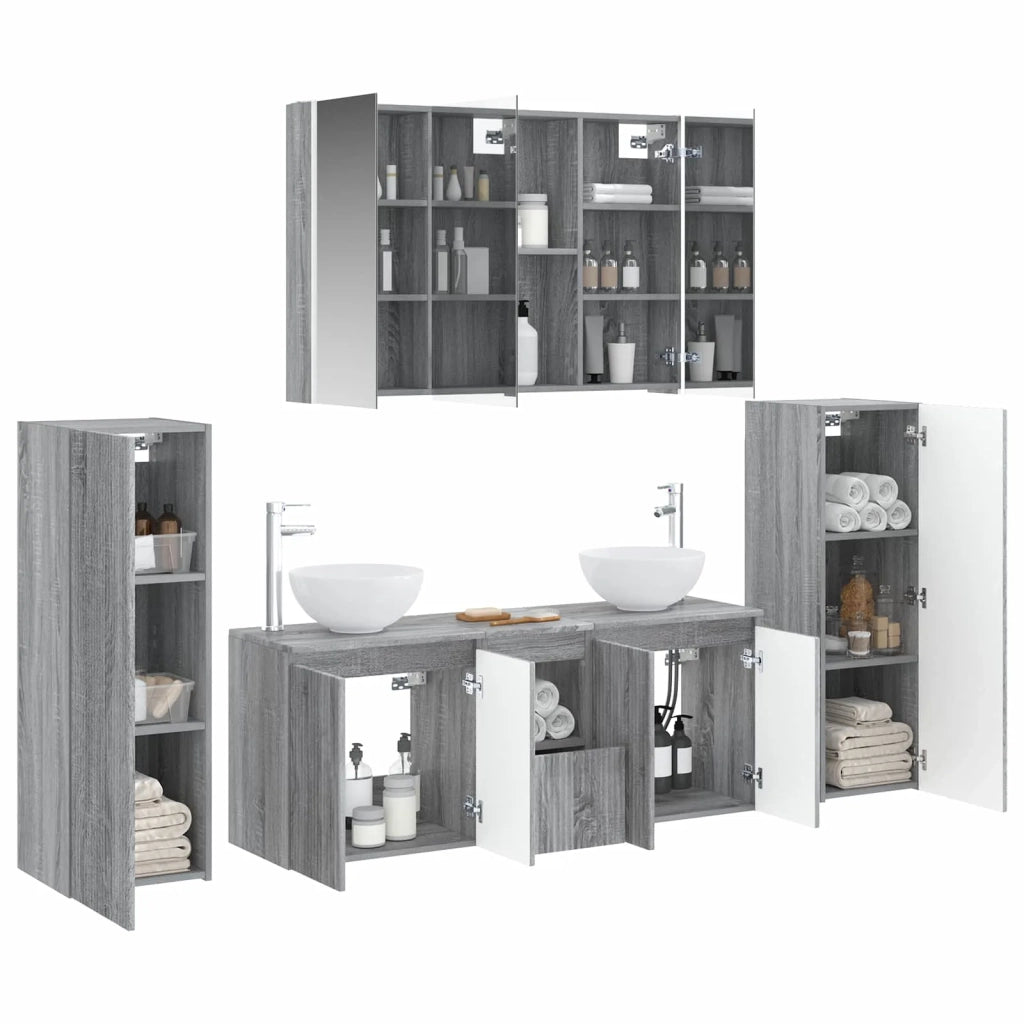 Set di mobili per il bagno 6 pcs Sonoma grigio 3407156