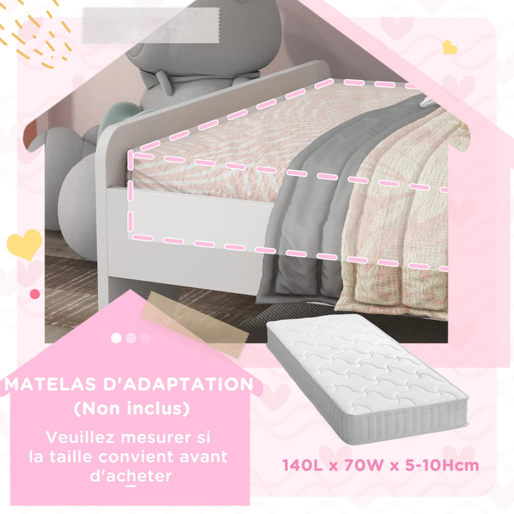 Letto a castello per bambini con rete a doghe ¨C zephmum ¨C rosa 143x74x67 cm