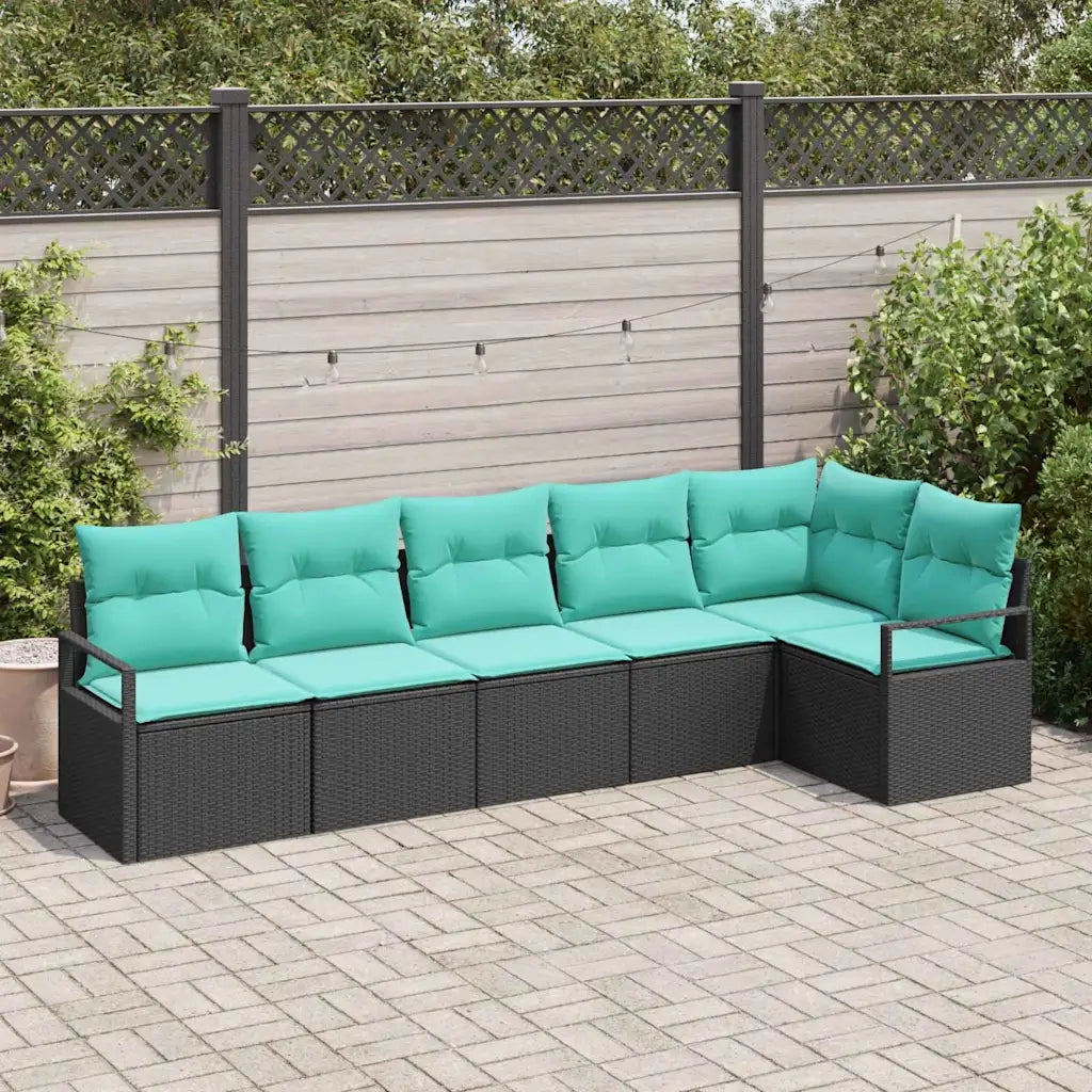 Set di divani 6 pcs Nero polyrattan