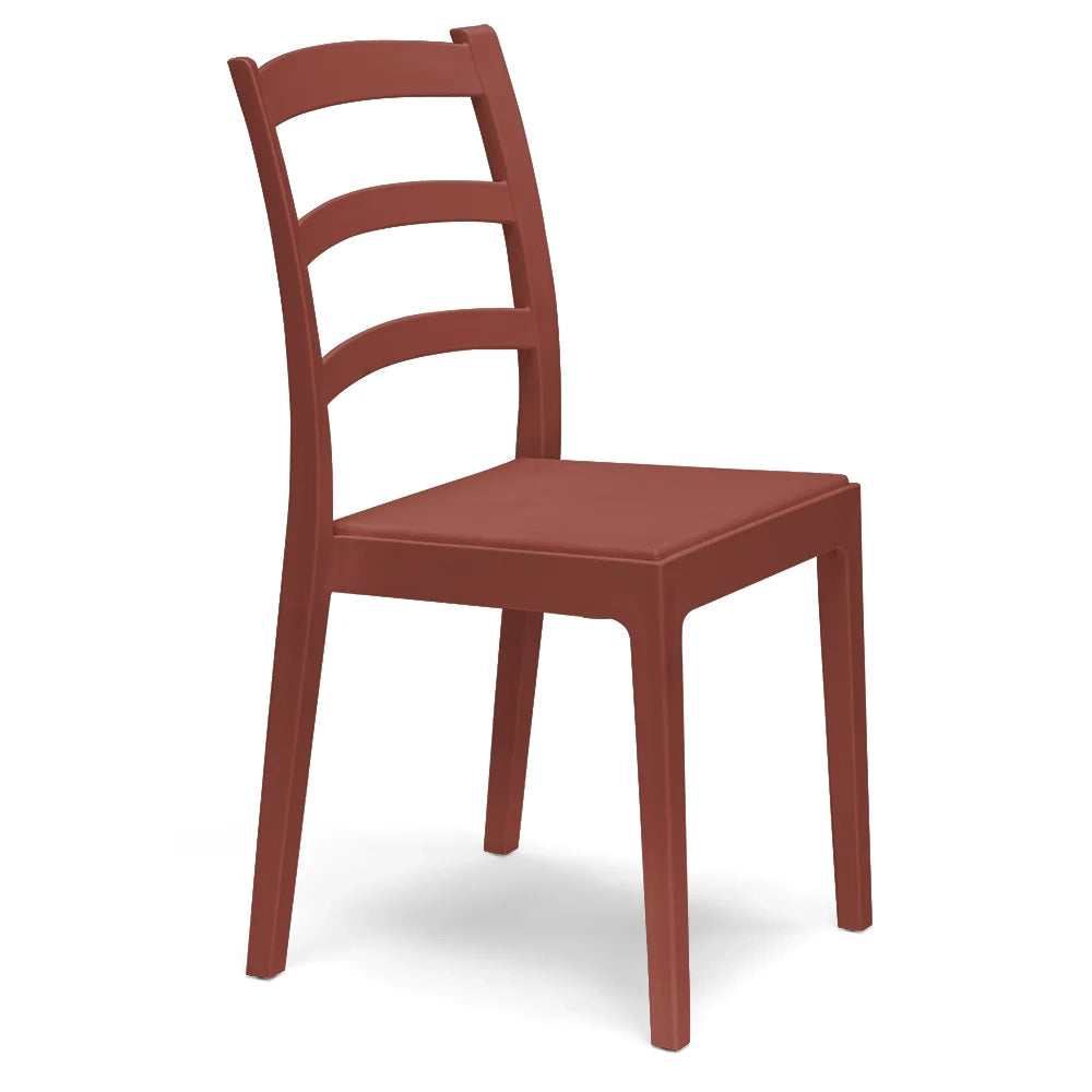 Sedia in polipropilene REA, MADE IN ITALY, impilabile, resistente ai raggi UV, design classico, ideale per sala da pranzo, cucina, sala d’attesa, bar, ristoranti o giardino, colore Mattone