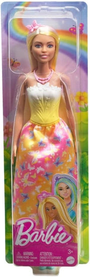 Barbie Fairytale Royal,Bambola capelli giallo vestito giallo,Mattel,Eta 3+