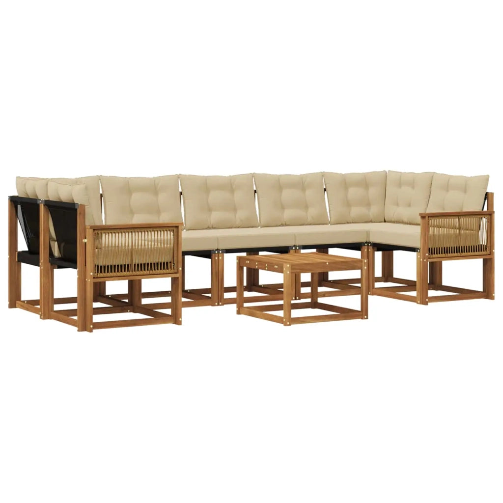 Set di divani da esterno 8 pz Naturale e Beige 3381845