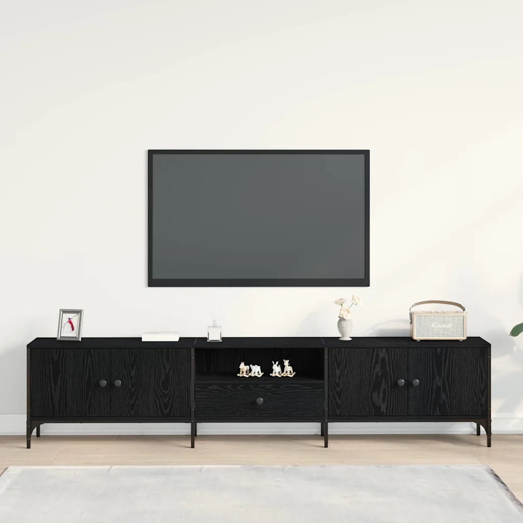 Mobile TV Rovere nero 200 x 25 x 44 cm Legno multistrato 863677