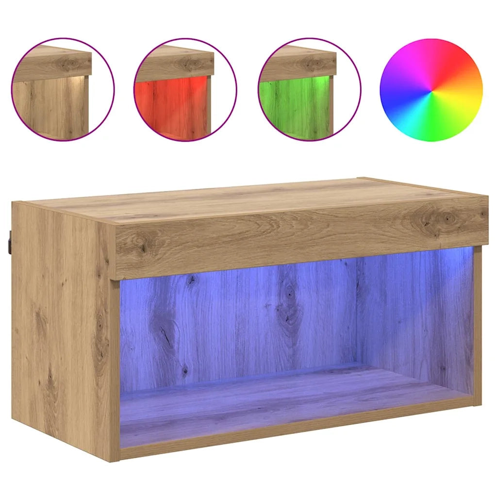 Set mobile TV con LED Rovere artigianale 60 x 30 x 30 cm