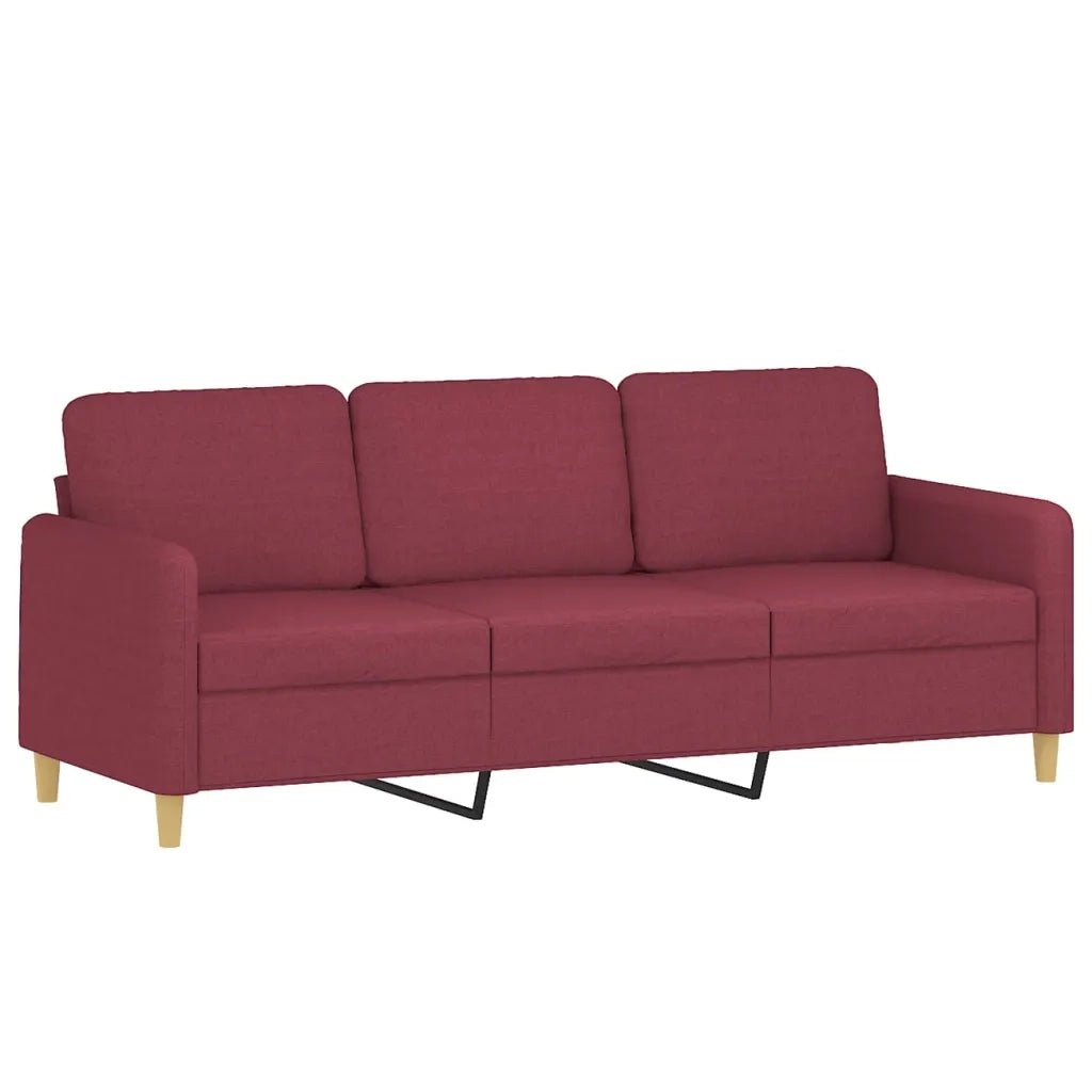 Set di Divani 3 pz con Cuscini Rosso Vino in Tessuto 3202076