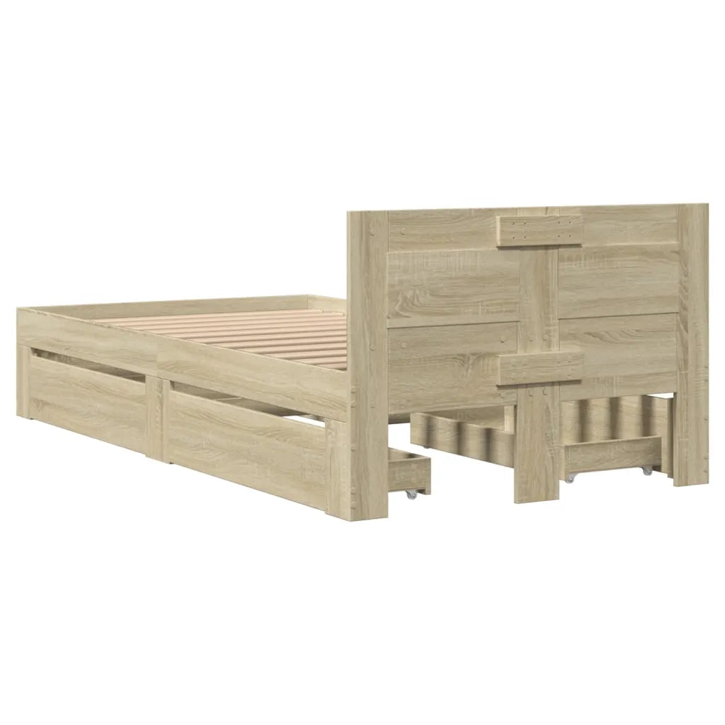 Giroletto con Testiera Rovere Sonoma 90x190cm Legno Multistrato 3295613