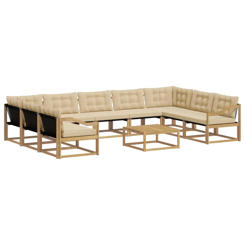 Set di divani da esterno con cuscino 10 pcs Bianco e Beige