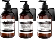 Dispensatore per shampoo e condizionatore - ricaricabile, impermeabile - 3 pezzi con flaconi e supporti per parete - amber