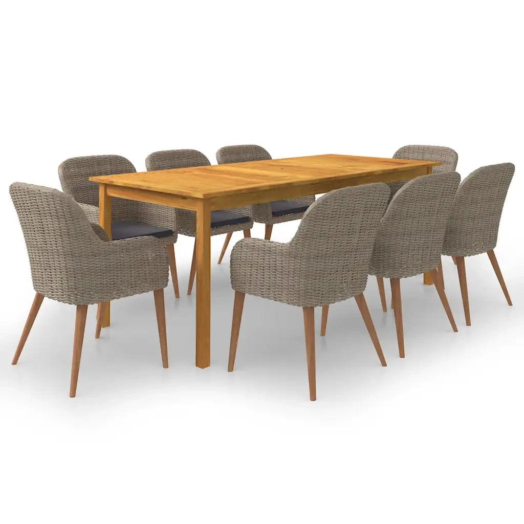 Set da Pranzo da Giardino 9 pz Marrone 3067921