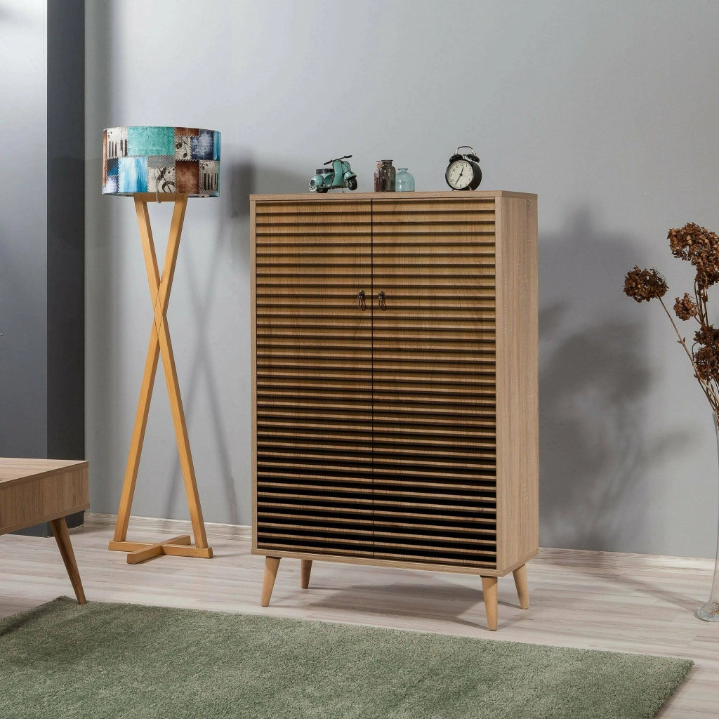 Credenza Andalusite, Buffet da soggiorno, Madia da salotto, Dispensa da cucina, 80x36h127 cm, Quercia
