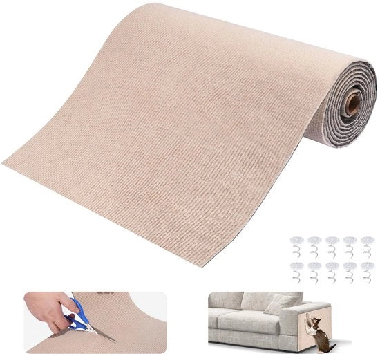 Krabbastia per gatti autoadesivi DIY per gatti perimetrale per gatti protezione dalle unghie 10 punte (1 m x 0,4 m, Khaki)
