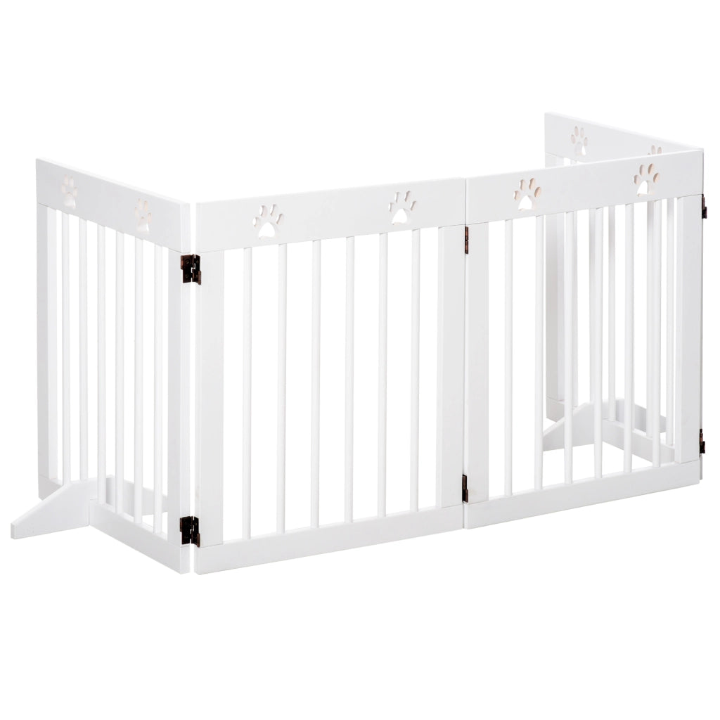 Barriera per Cani Pieghevole 4 Pannelli ¨C Zephmum ¨C Bianco 204x61 cm