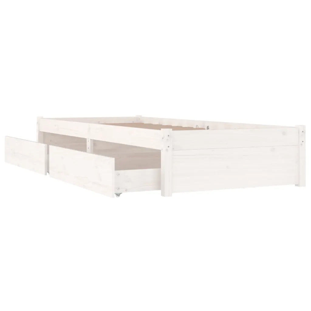 Letto singolo | Letto per adulti | Giroletto Bianco con Cassetti 75x190 cm Small Single