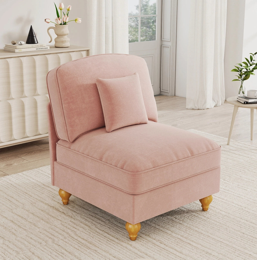 Divano in ciniglia rosa con cuscino