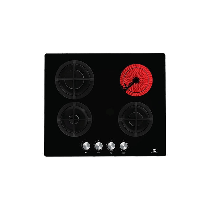 Master KIT_chen MKMC 603C101-PR C BK - Piano cottura a gas da incasso, 60 cm, 3 fuochi, griglie in ghisa, accensione integrata, valvola di sicurezza, vetro temperato nero