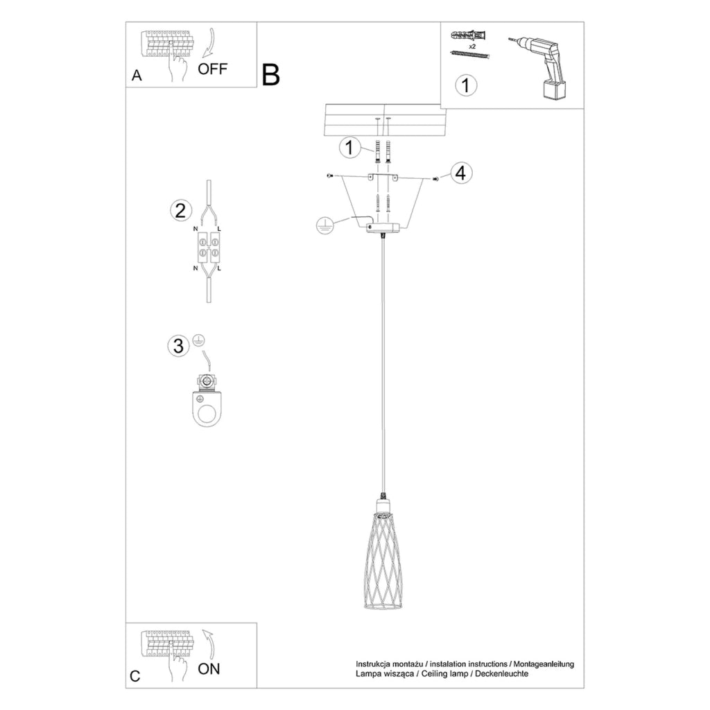 Lampada a sospensione industriale MORENO nera E14 10W Pure Lume