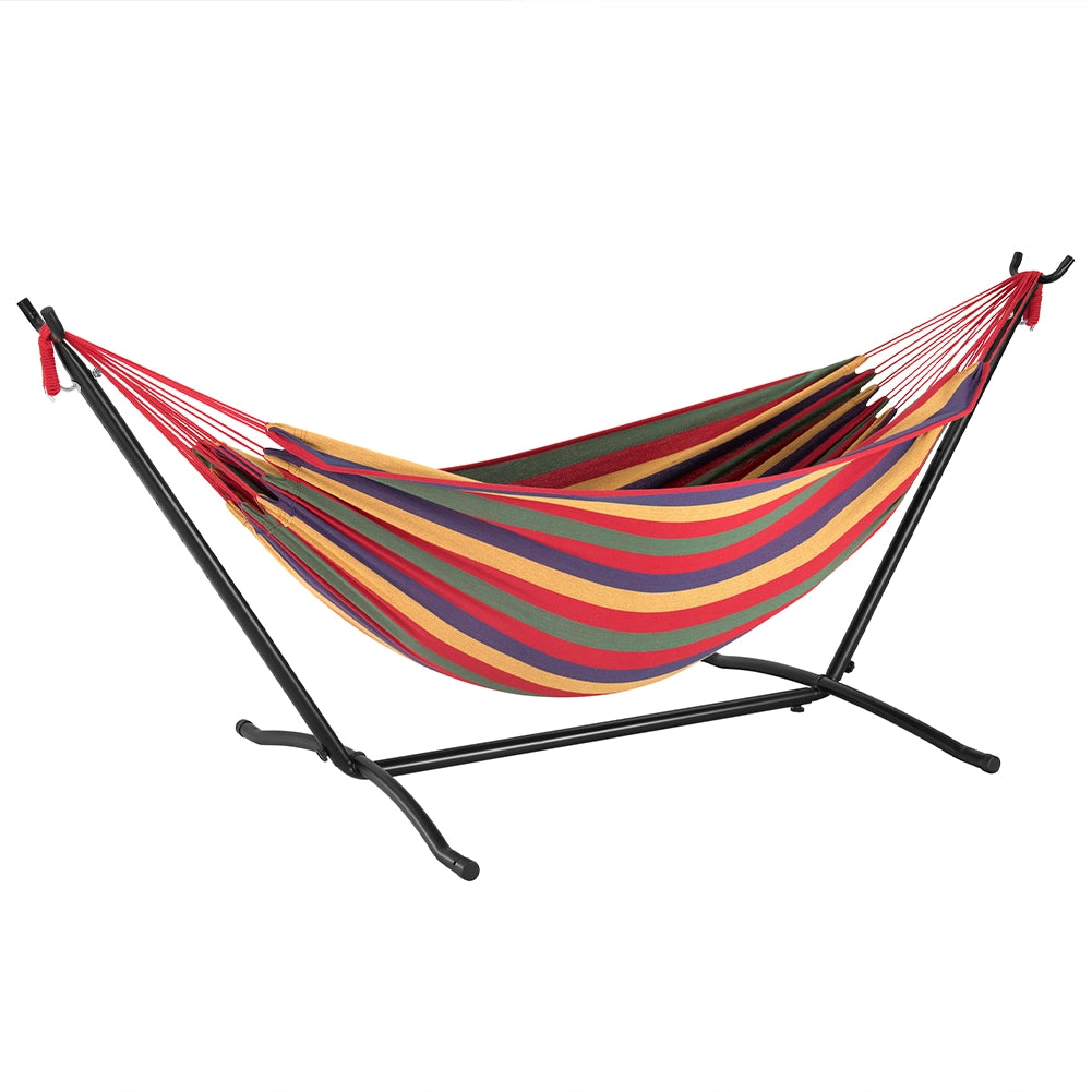 Amaca da Giardino Brasiliana Strisce Multicolore Portata 200kg Struttura Acciaio