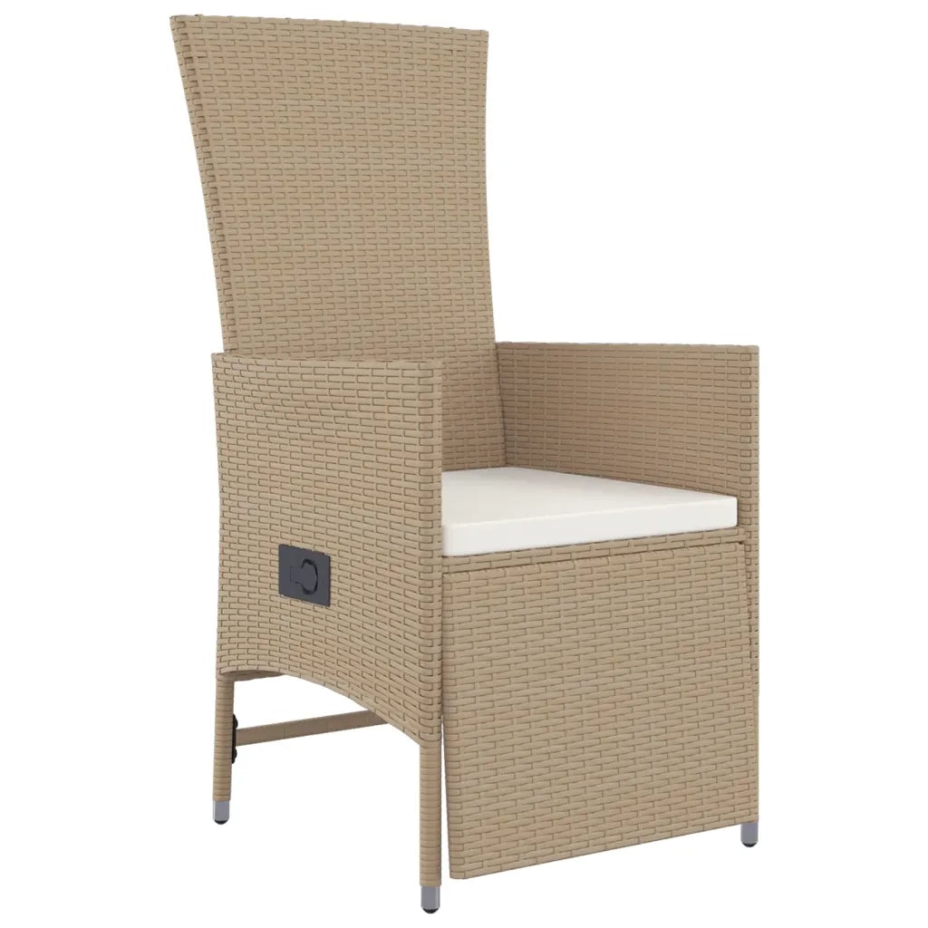 Set da Pranzo da Giardino 3 pz | Set Salotto da Giardino con Cuscini Beige in Polyrattan