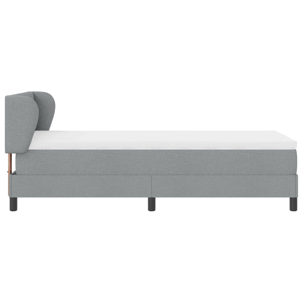 Letto Box Spring con Materasso Grigio Chiaro 90x190 cm Tessuto