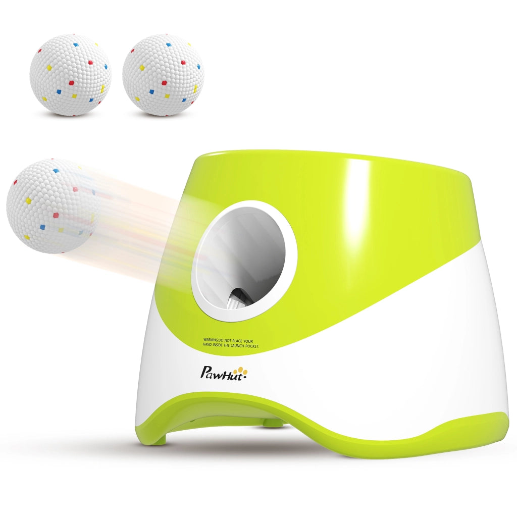 Lanciatore Automatico di Palline per Cani di Piccola e Media Taglia 2200 mAh con 3 Palline 3 Distanze Regolabili Verde