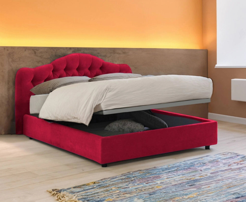 Letto Matrimoniale Aly, Letto Matrimoniale Sfoderabile Made in Italy, Rosso