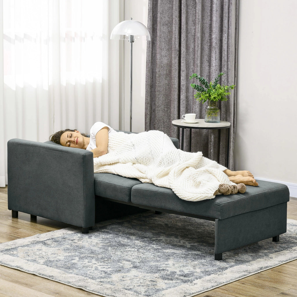 Poltrona Letto in Tessuto Grigio con Cuscini e Contenitore ¨C zephmum ¨C 100x98x88 cm