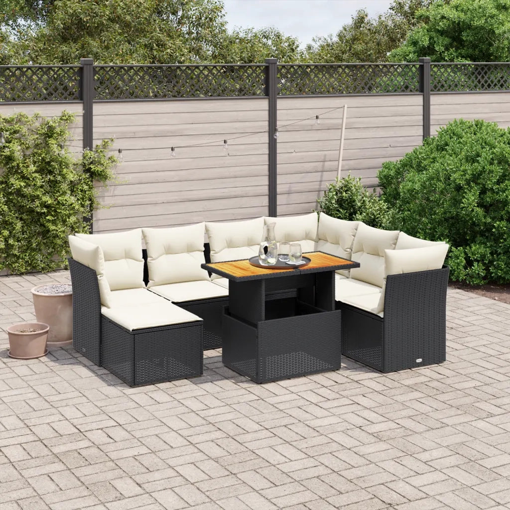 Set Divani da Giardino con Cuscini 8 pz Nero in Polyrattan 3275492