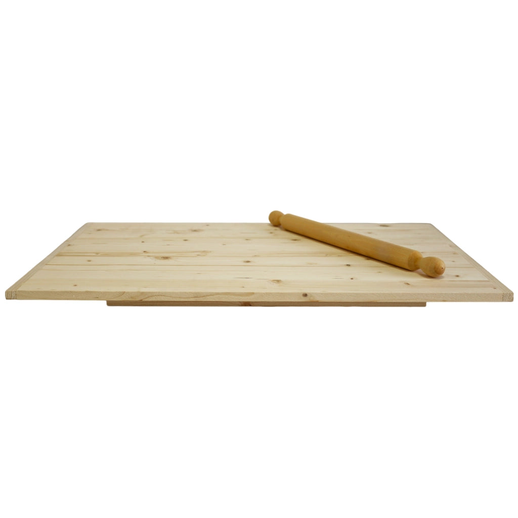 Spianatoia in Legno di Betulla Naturale Asse per Pasta Impastare e Stendere, Taglier SPIANATOIA CON MATTARELLO  57X38 cm