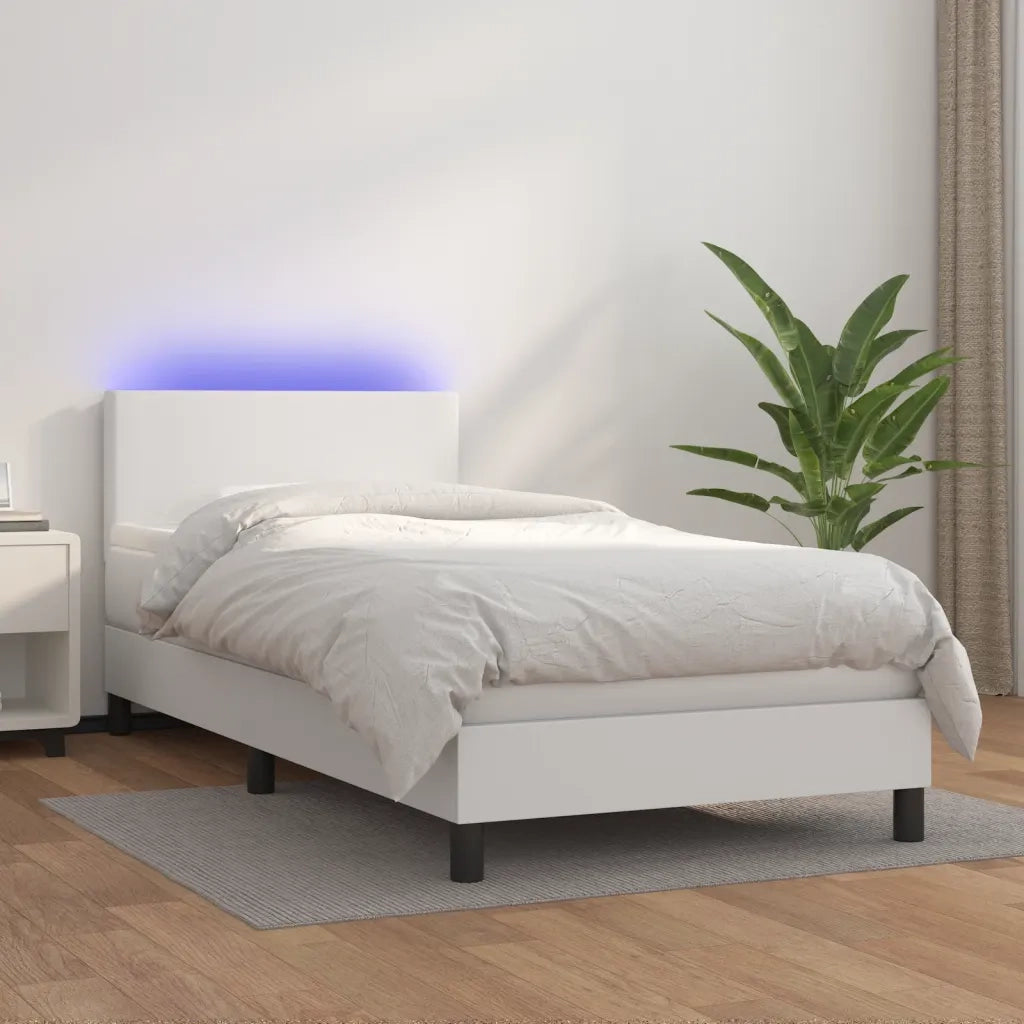 Giroletto Molle con Materasso e LED Bianco 80x200 cm Similpelle 3134070