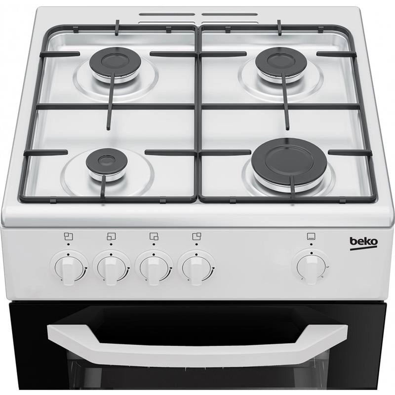 BEKO CSG42001FW CUCINA LIBERA INSTALLAZIONE 50 X 50 CM 4 FUOCHI GAS CON FORNO A GAS BIANCA COPERCHIO IN METALLO