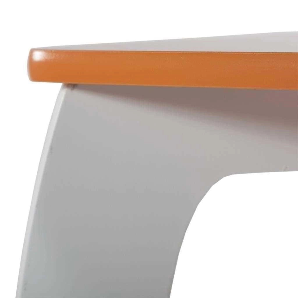 Set tavolo e 2 sgabelli in legno bianchi/arancioni 96x48x42 h cm