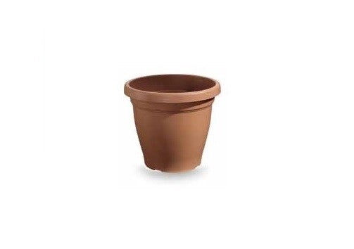 Vaso da esterno tondo in plastica verona Marrone 40 cm veca