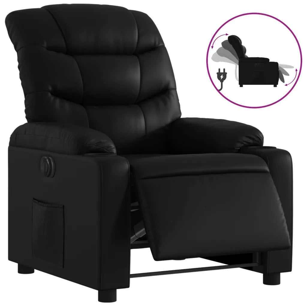 Divano Sedia-Poltrona Reclinabile Elettrica Nera in Similpelle 740395