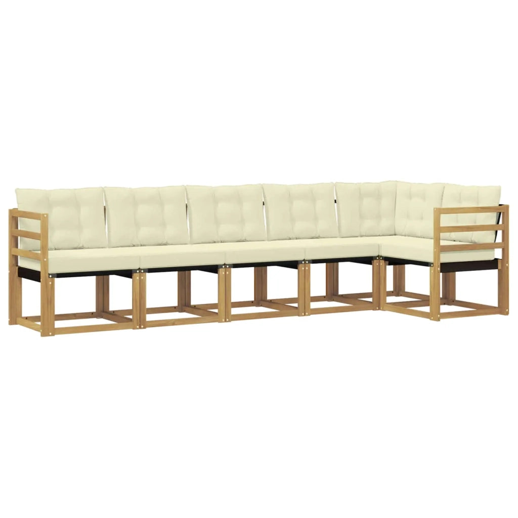 Set di divani da esterno con cuscino 6 pcs Bianco e Crema